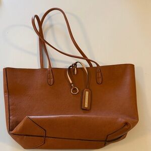 Street Level Tan faux Leather Tote Bag